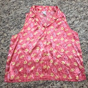 Vintage Secret Treasures Pink Floral Satin Sleeveless Pajama Top 3XL